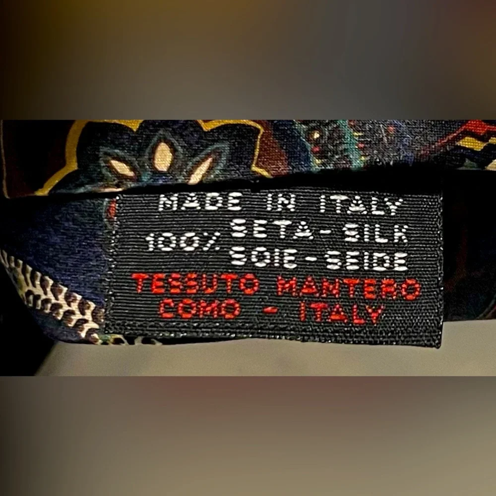 Gianfranco Ferre Blue Gold Red 100% Silk Tie